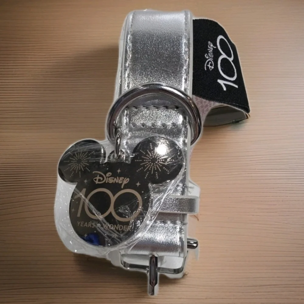 Disney 100 Years of Wonder Platinum Pet Dog Collar - Mickey Charm - Size Large